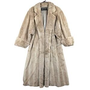 Vintage Jerry Sorbara Womens Coat Fine Genuine Fur Tan Brown Full Length